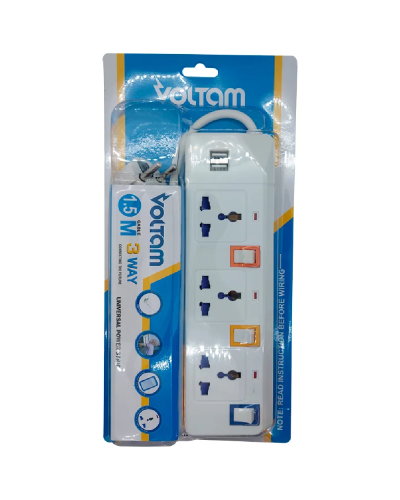Uzadıcı Voltam 1.5 m VP-25 3 Way Universal Type Power Strip With 2 Usb