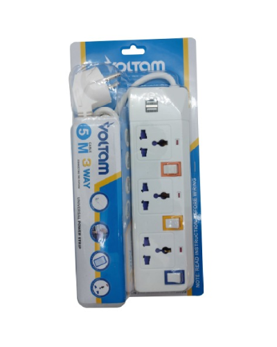 Uzadıcı Voltam 5 m VP-27 3 Way Universal Type Power Strip with 2 Usb