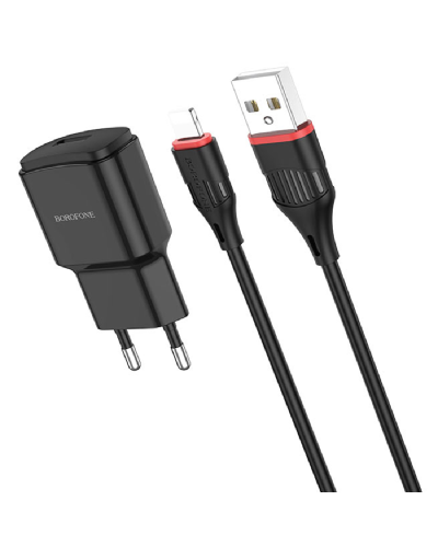 Borofone Orion Charger + Cable Lightning 1 m BA48A Black