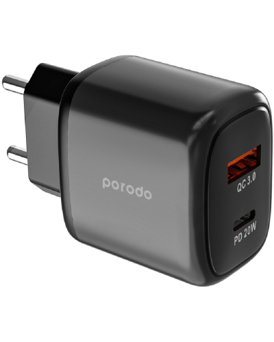 Porodo 20W dual charger EU Black / PD-20WACEU-BK
