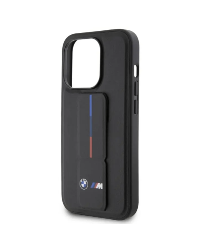 Qoruyucu örtük BMW Leather Gripstand iPhone 15 Pro Max Black BMHCP15X22GSLK