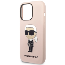 Qoruyucu örtük Karl Lagerfeld Silicone Hard iPhone 15 Pro Pink KLHCP15LSNIKBCP