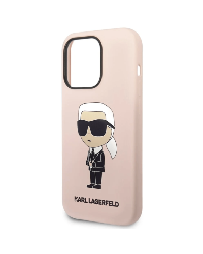Qoruyucu örtük Karl Lagerfeld Silicone Hard iPhone 15 Pro Pink KLHCP15LSNIKBCP
