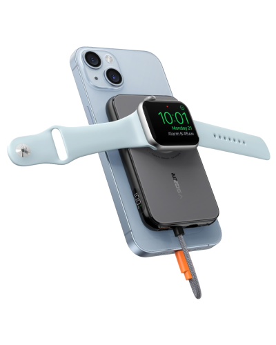 Porodo Powerbank 5000mAh Slim PD 20W+Watch Charger Black / PD-PBFCH027-BK