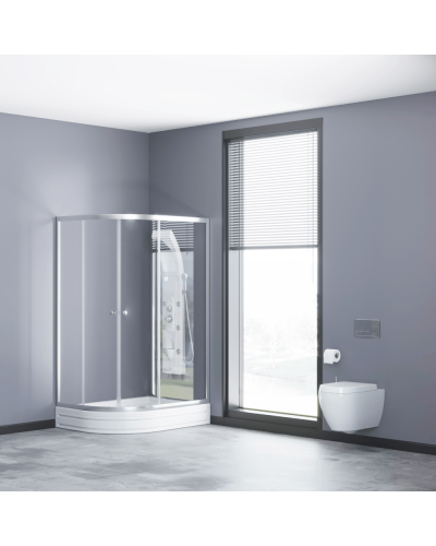 Yarım oval duşaltlıq üstü duş kabin Kabinex KL 850 120×80×180 sm Sağ