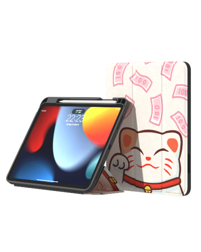 Qoruyucu örtük Comma Lingos Series Apple iPad Air 11/5/4 Pro 11 Gen 4/3/2 0648 Lucky Cat