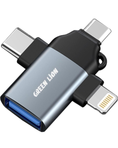 Green Lion 3 in 1 OTG Lightning/Micro/Type-C Gray GN3IN1OTGGY