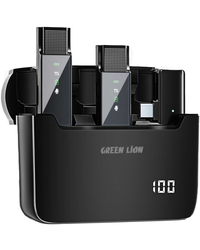 Blogger Microphone Green Lion 2 in 1 Digital Display Type-C Black GN2IN1DDMTCBK