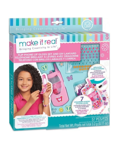 Make it Real Flip Phone Lip Gloss Set and Diy Lanyard 2329MR 695929023294