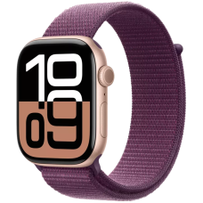 Apple Watch Series 10 46mm Rose Gold W/Plum sport Loop MWWV3QI/A