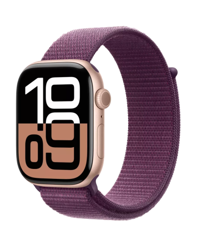 Apple Watch Series 10 46mm Rose Gold W/Plum sport Loop MWWV3QI/A