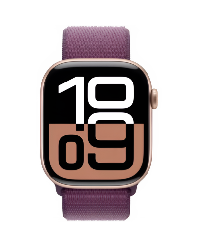 Apple Watch Series 10 46mm Rose Gold W/Plum sport Loop MWWV3QI/A