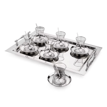 Çay üçün fincan dəsti Schafer Karla Çelik 19 parça 8699131858905 (Gümüşü)