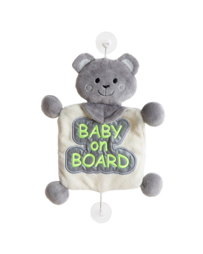 Reflektorlu "Baby on Board" yazılı ayı BabyJem Boz 8681049208750