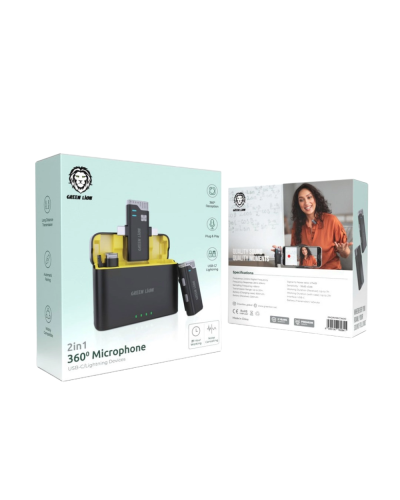 Blogger Microphone Green Lion 2in1 360  USB-C to Lightning Black