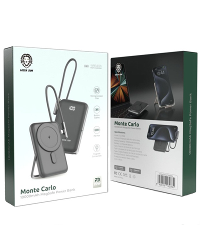 Power Bank Green Lion Monte Carlo W/MagSafe 10000 mAh Black