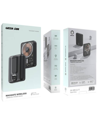 Power Bank Green Lion Chambers W/MagSafe 10000 mAh Black
