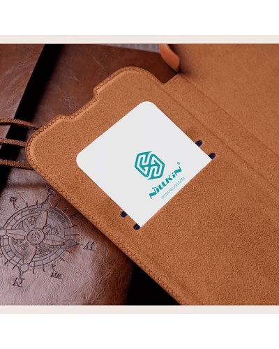 Qoruyucu örtük Nillkin Samsung S22 Qin Pro Leather Brown 5519