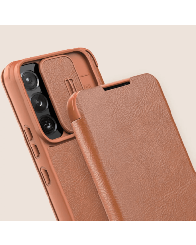 Qoruyucu örtük Nillkin Samsung S22 Qin Pro Leather Brown 5519