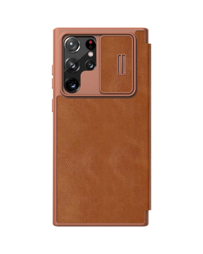 Qoruyucu örtük Nillkin Samsung S22 Ultra Qin Pro Leather Brown 5571