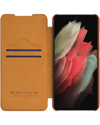 Qoruyucu örtük Nillkin Samsung S22 Ultra Qin Pro Leather Brown 5571