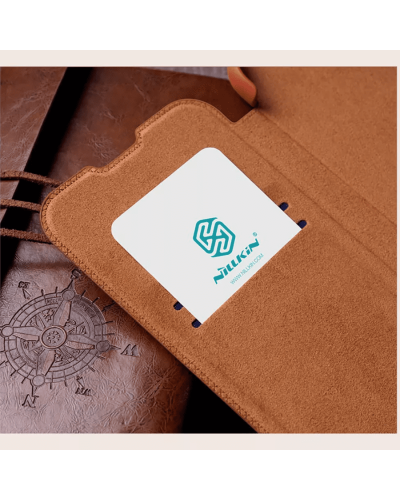 Qoruyucu örtük Nillkin Samsung S22+ Qin Pro Leather Brown 5540