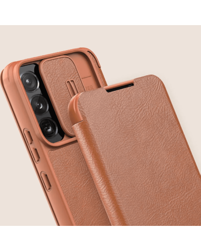 Qoruyucu örtük Nillkin Samsung S22+ Qin Pro Leather Brown 5540