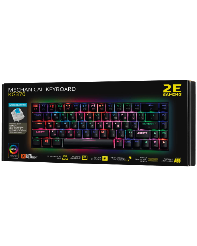 Gaming Keyboard  2E KG370 RGB 68 Key Gateron Blue Switch Black