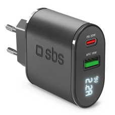 SBS Charger LCD Type-C 20W/USB 18W - TETREV20PDW