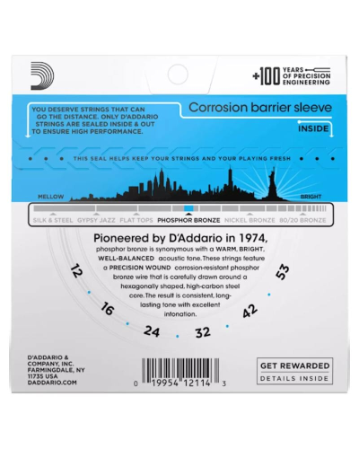 D-Addario EJ16 Phosphor Bronze 12-53 Light