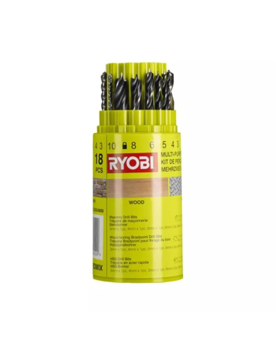Burğu dəsti Ryobi RAK18DMIX / 18 PCS