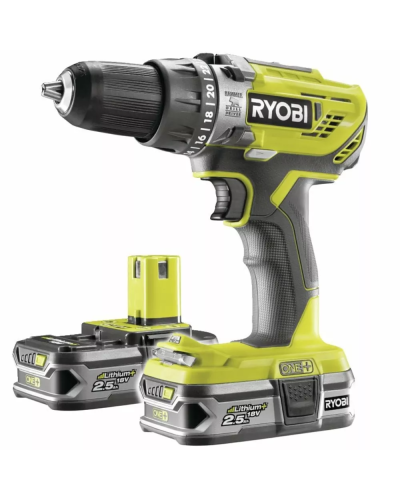Drel-şurup bağlayan Ryobi R18PD3-225S (Bag+2X2.5)