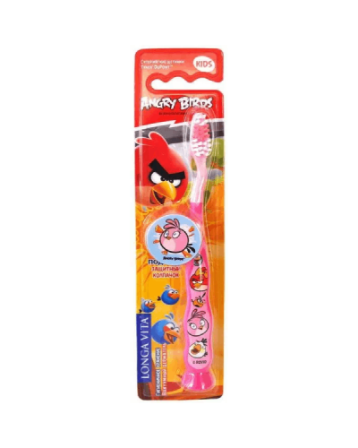 Uşaq diş fırçası Longa Vita Angry Birds 5+ AB-1 6934393806199 çəhrayı